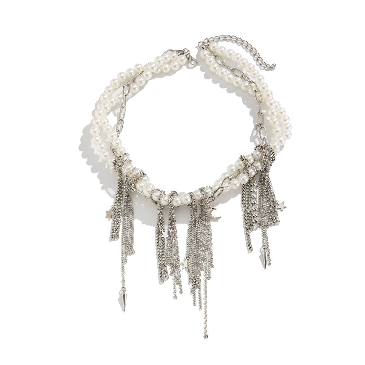French elegant pearl beaded necklace Fashionable tassels, love chains, clavicle chains