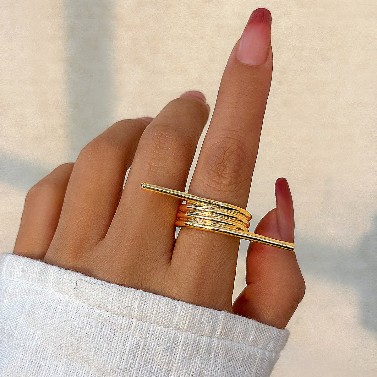 Geometric Ring Joint Ring Female Ins Simple and Exaggerated French Creative Ring