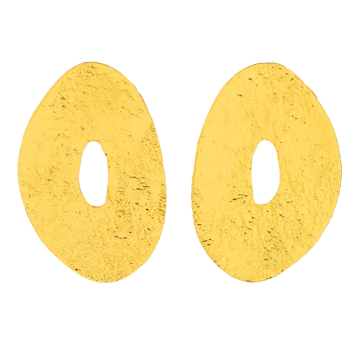 Exaggerated French round metal earrings with simple irregular texture earrings, niche