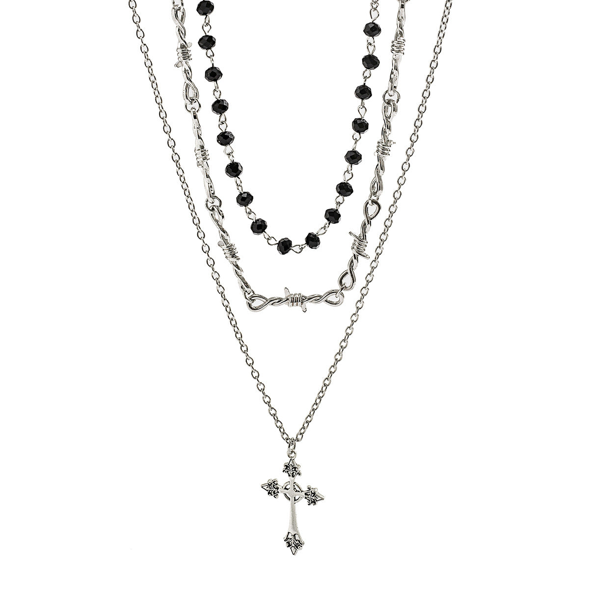 Hip hop necklace, cross pendant, dark collarbone chain, gothic style, sweet and cool necklace, niche