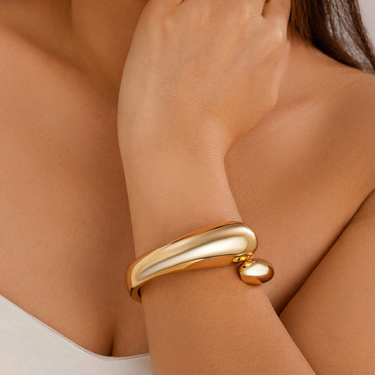 Exaggerated large water droplet metal smooth mirror hugging open bracelet ins cool wind bracelet