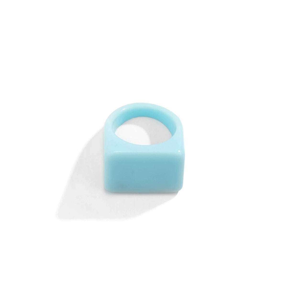 Creative Geometric Colored Square Wide Edge Ring, Simple and Fashionable Colored cute Resin Solid Ring