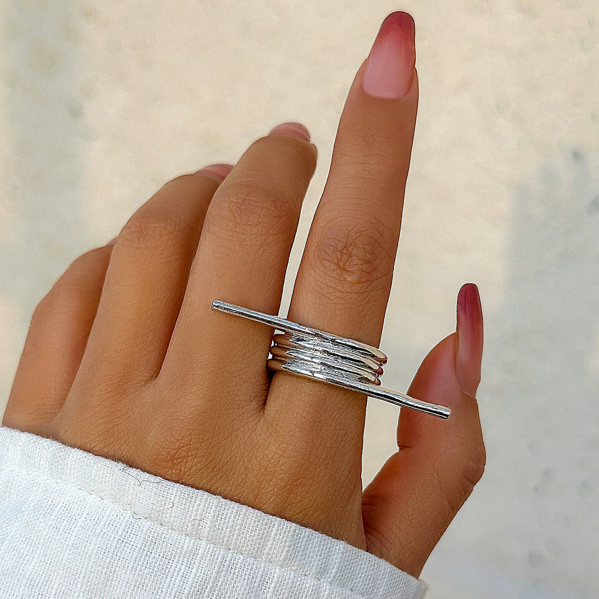 Geometric Ring Joint Ring Female Ins Simple and Exaggerated French Creative Ring