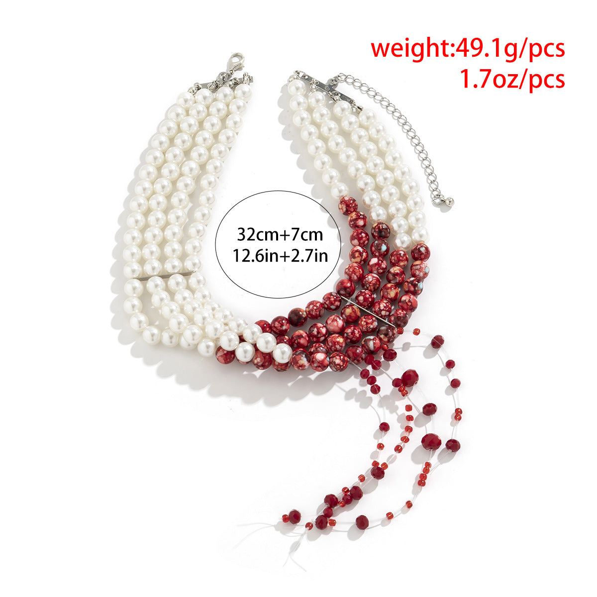 Sweet and Cool Gothic Blood Drop Tassel Collar Necklace Halloween Personalized Bead Choker