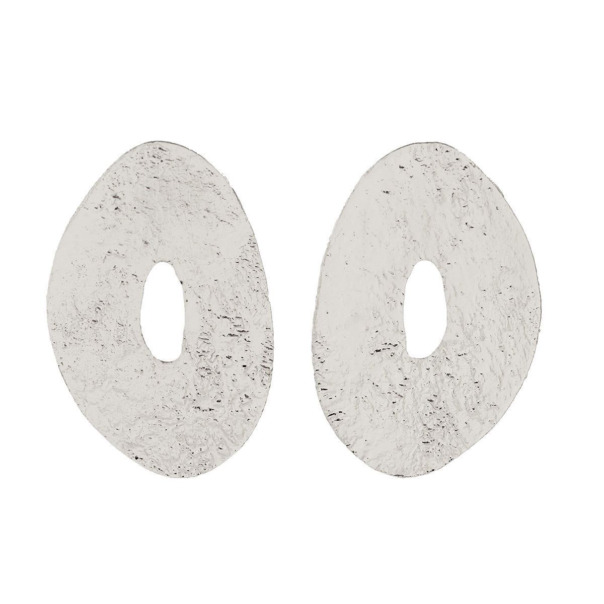 Exaggerated French round metal earrings with simple irregular texture earrings, niche