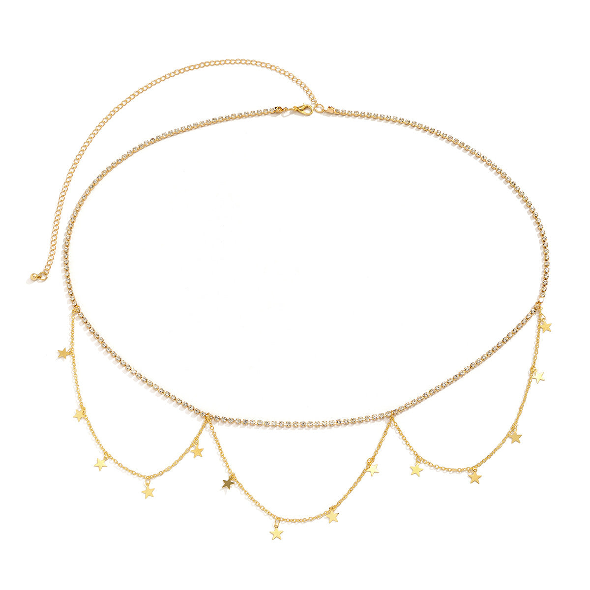 Minimally designed double layered snake bone chain, women's body chain, vacation style metal cross, tassel waist chain