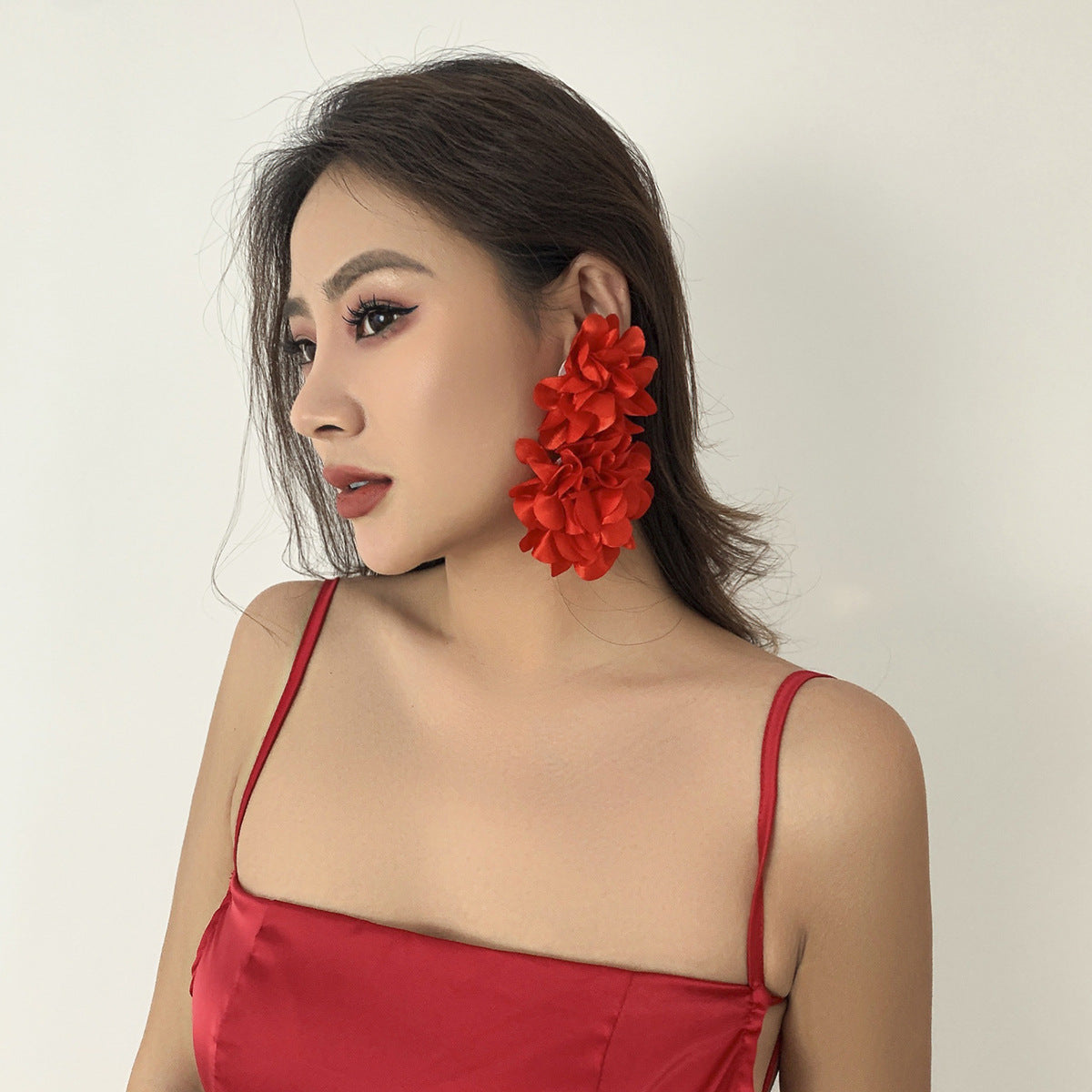 Colorful tassel flower single ear clip elf without ear hole flower simple ear hook earring