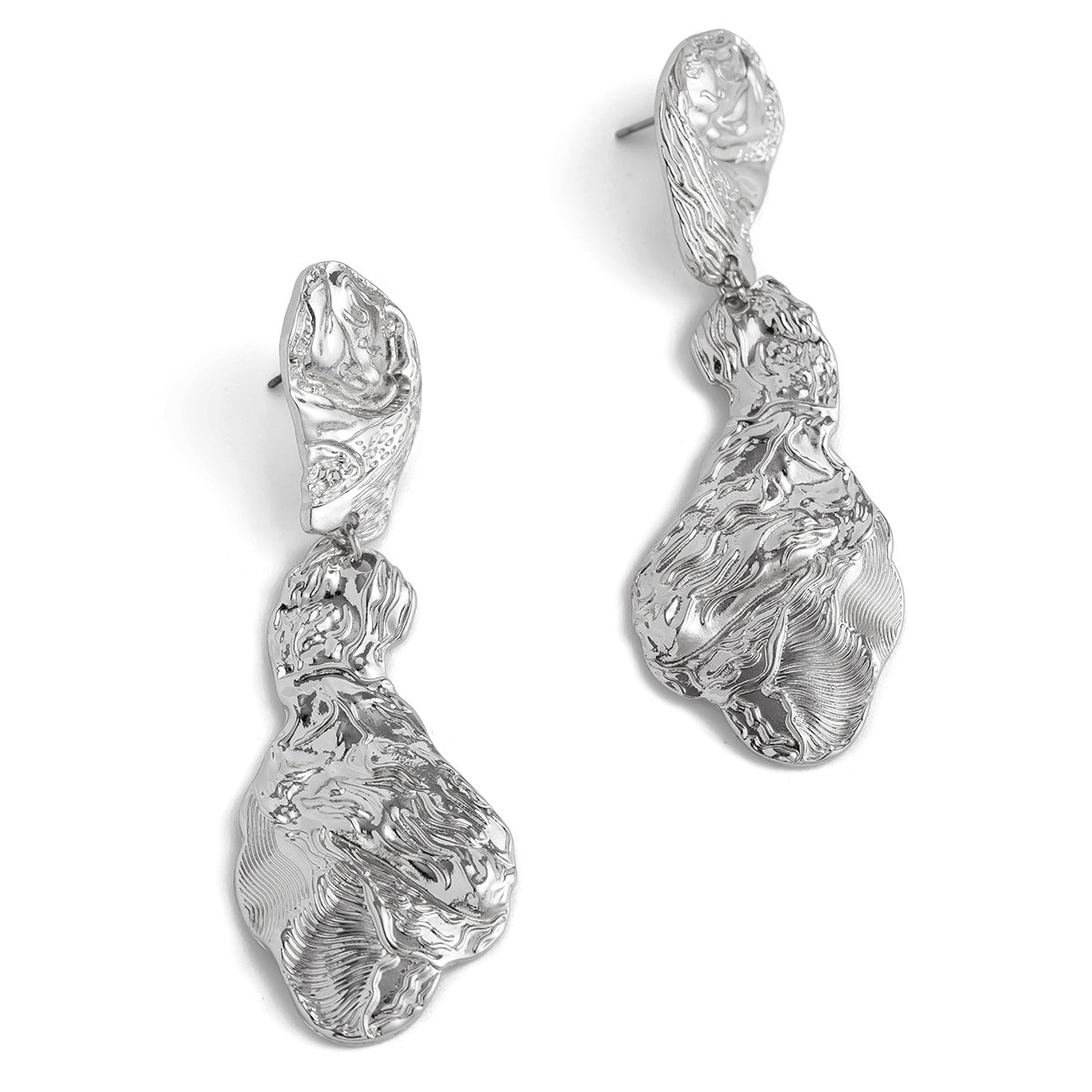 Ins personalized pleated hollow peach heart earrings with diverse combinations of sunflower alloy earrings