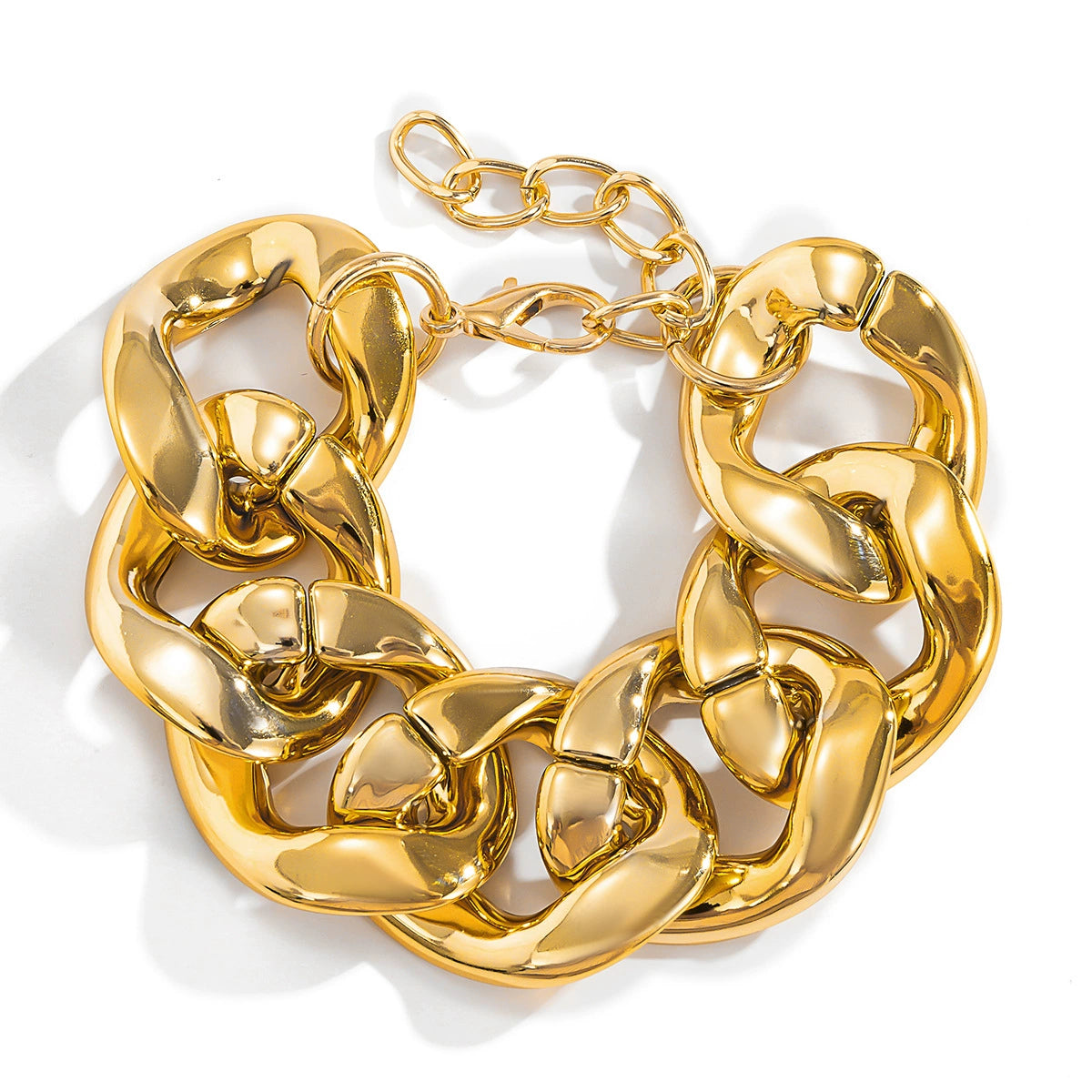 Punk hip-hop trendy cool Fried Dough Twists thick chain bracelet personality exaggerated simple geometry