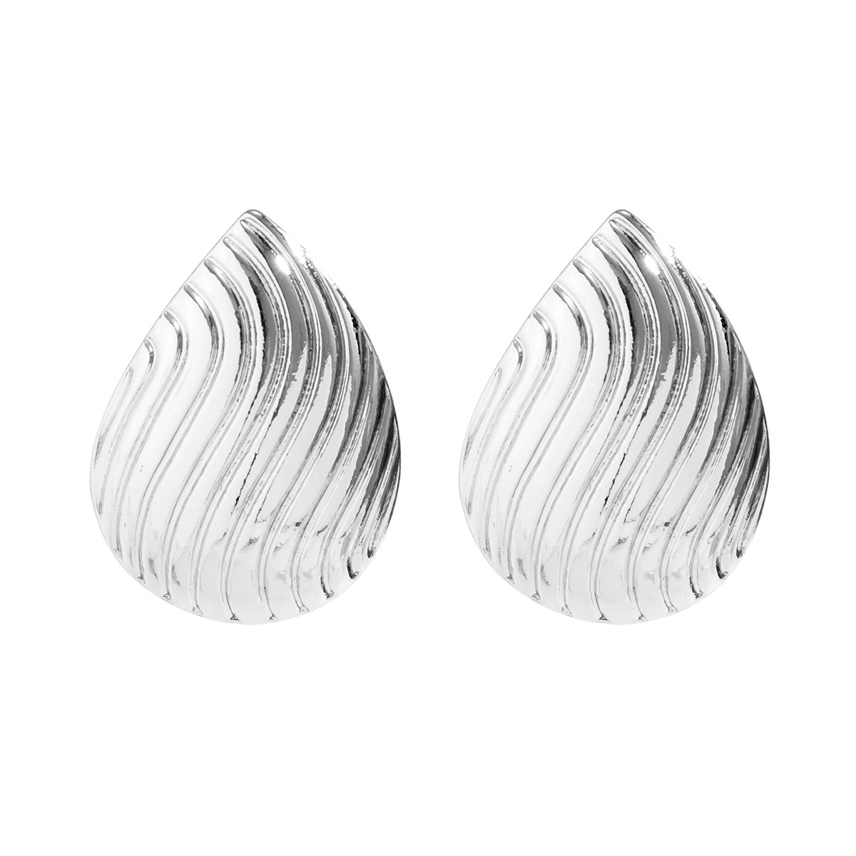 Metal shell ocean style niche earrings retro versatile cool style striped earrings for women
