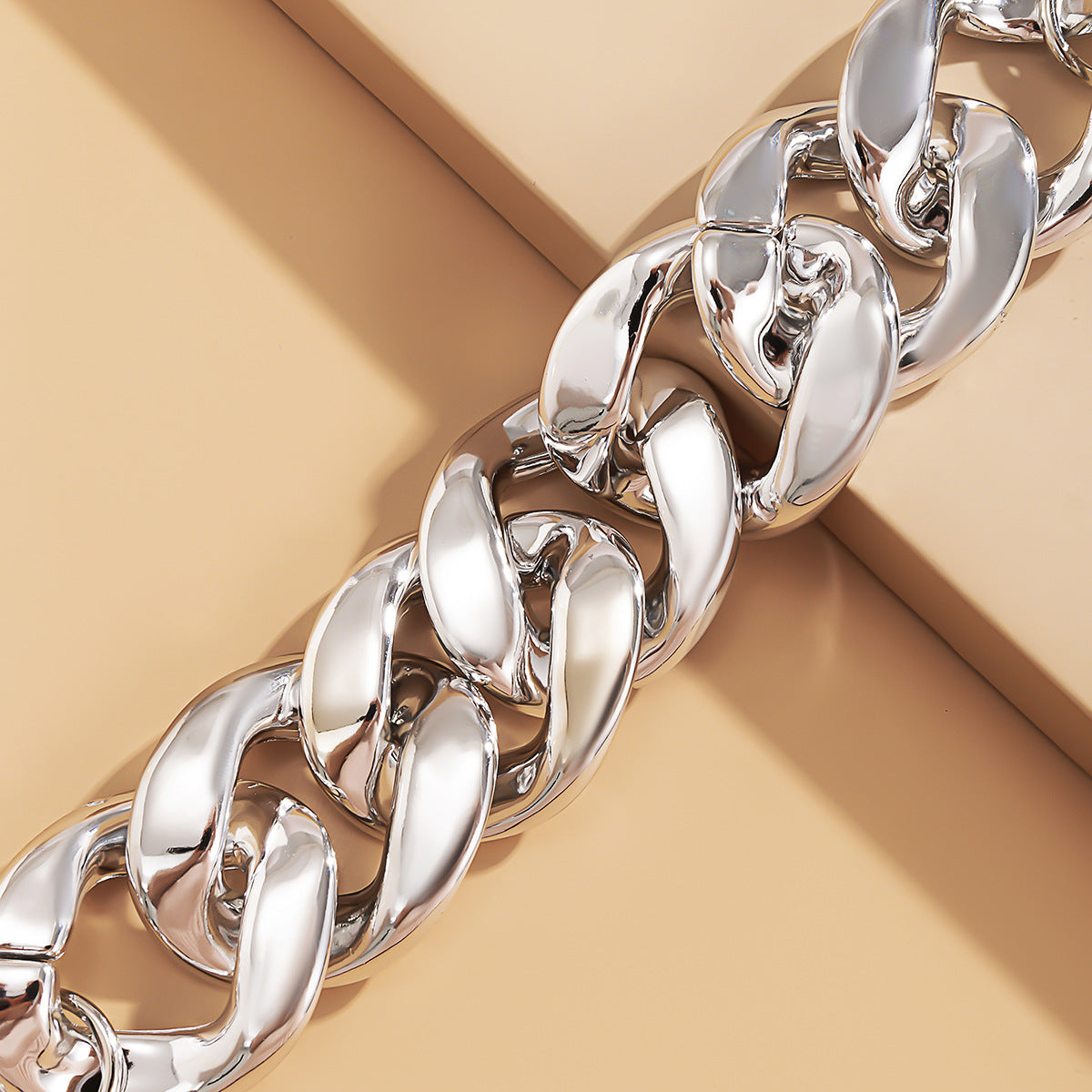 Punk hip-hop trendy cool Fried Dough Twists thick chain bracelet personality exaggerated simple geometry