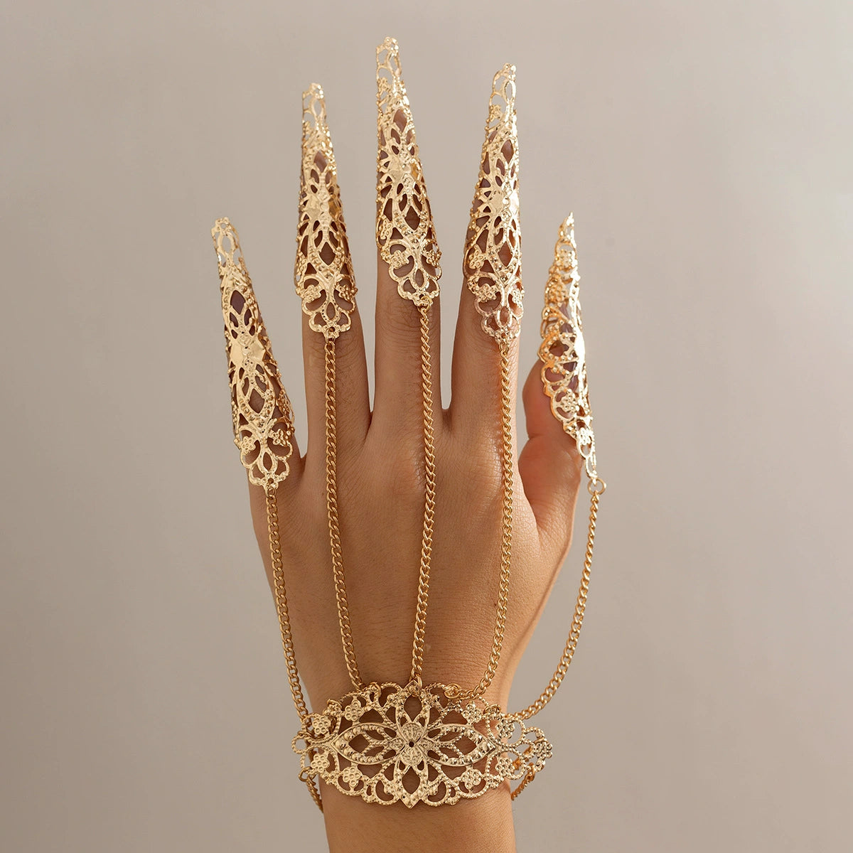 Halloween Gothic style ghost finger bracelet punk tapered nail chain ring bracelet