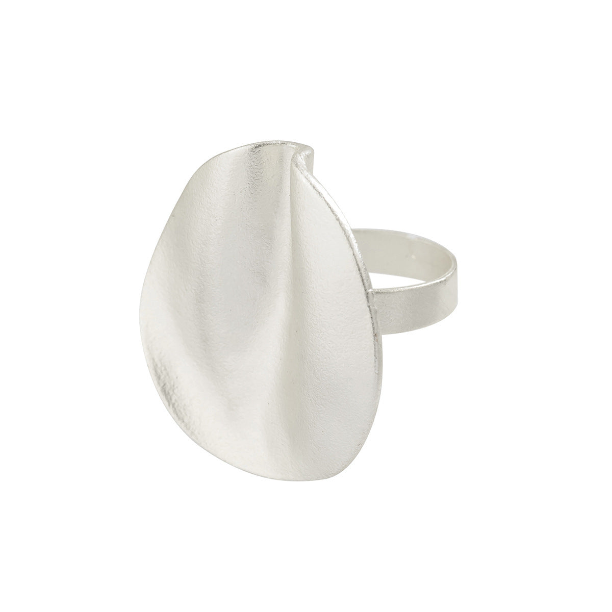 French round pleated metal ring, simple irregular hand decoration, niche flower jewelry