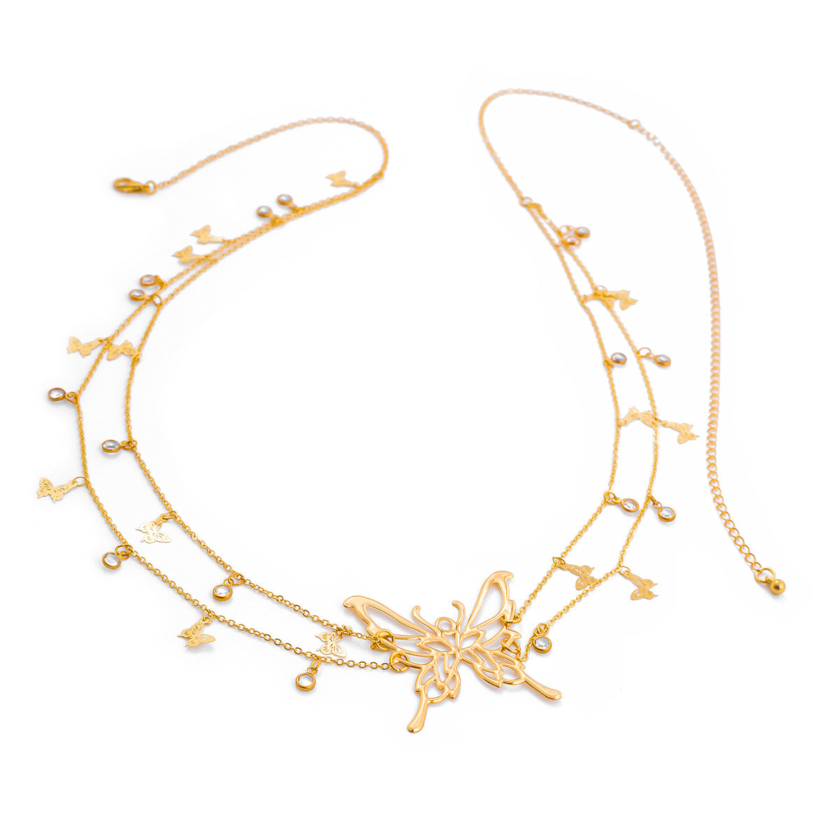 Sweet, Cool, Spicy Girl, Stylish, Su Butterfly Pendant, Double layered Waist Chain, Ladies' Sexy Street Photography, European and American Single Loop Metal Body waist Chain