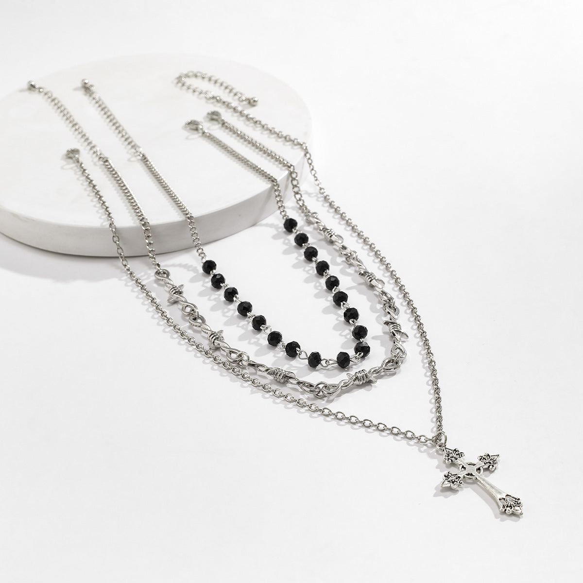 Hip hop necklace, cross pendant, dark collarbone chain, gothic style, sweet and cool necklace, niche