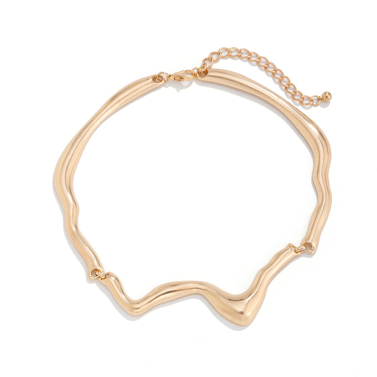 Liquid lava metal texture collar for female choker, cool and cool style, geometric twist design, necklace