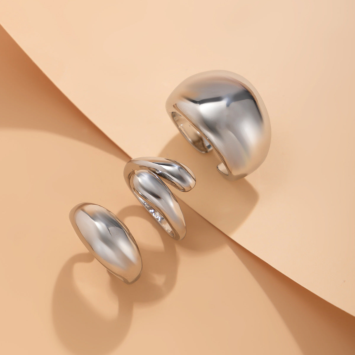 Design geometric ring, niche opening ring, index finger ring, lava metal wind curved ring（4995）