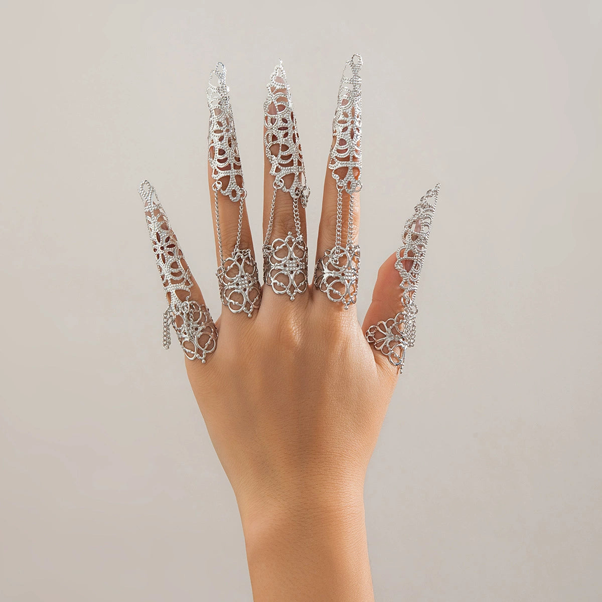 Halloween Gothic style ghost finger bracelet punk tapered nail chain ring bracelet