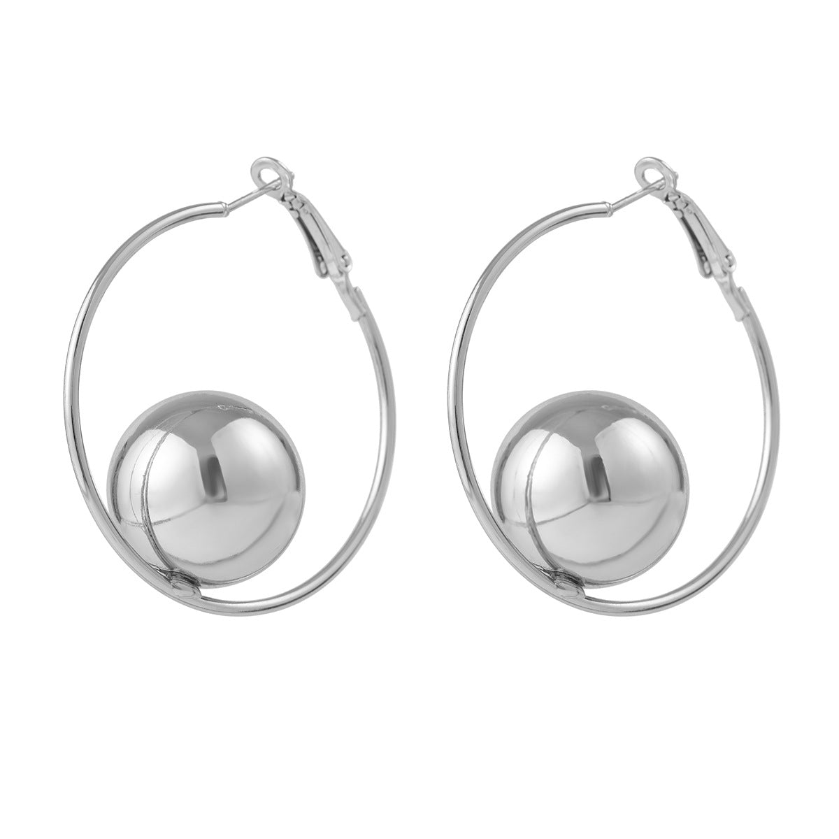 Minimalist geometric personalized round bead collarbone chain with niche design, open collar, European and American cool style pearl earrings