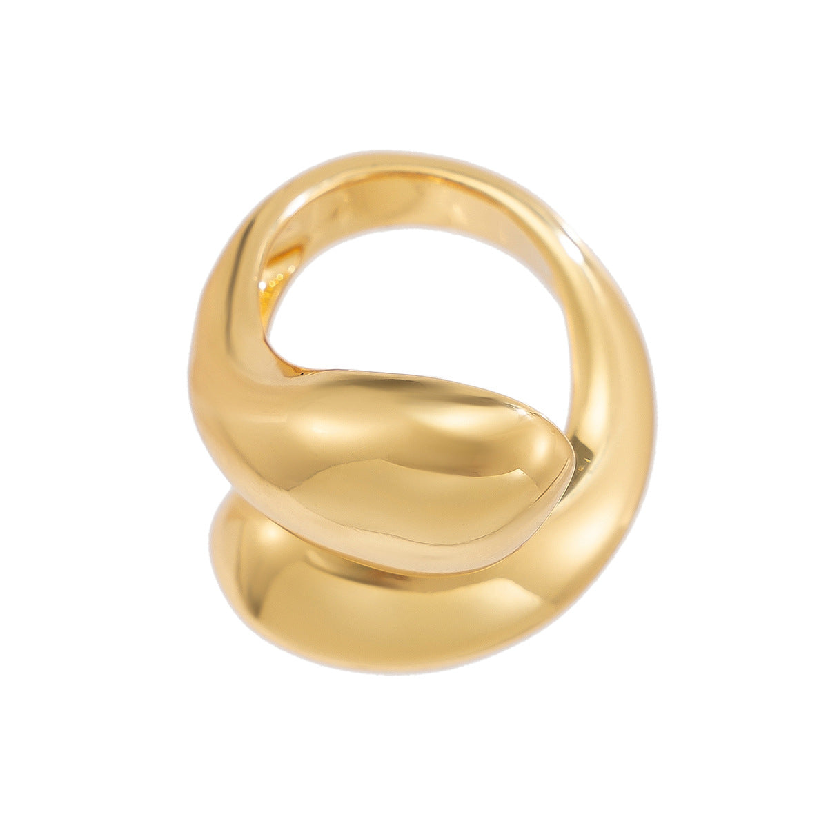 Hip hop style oversized irregular smooth twisted ring, droplet alloy pleated ring