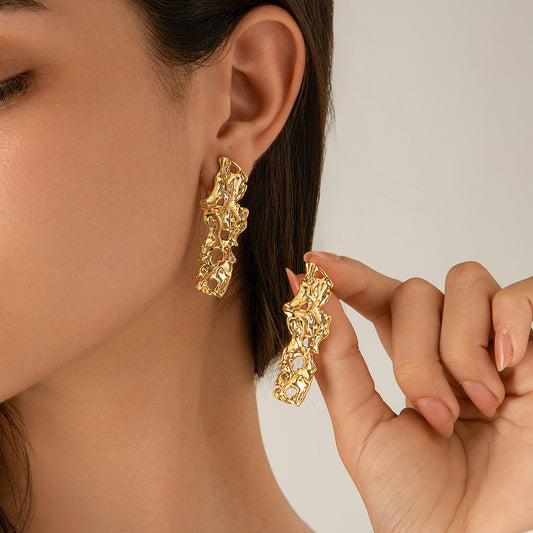 Personalized Lava Love Liquid Water Drop Earrings Business Wrinkles Irregular Geometric Earrings Earrings
