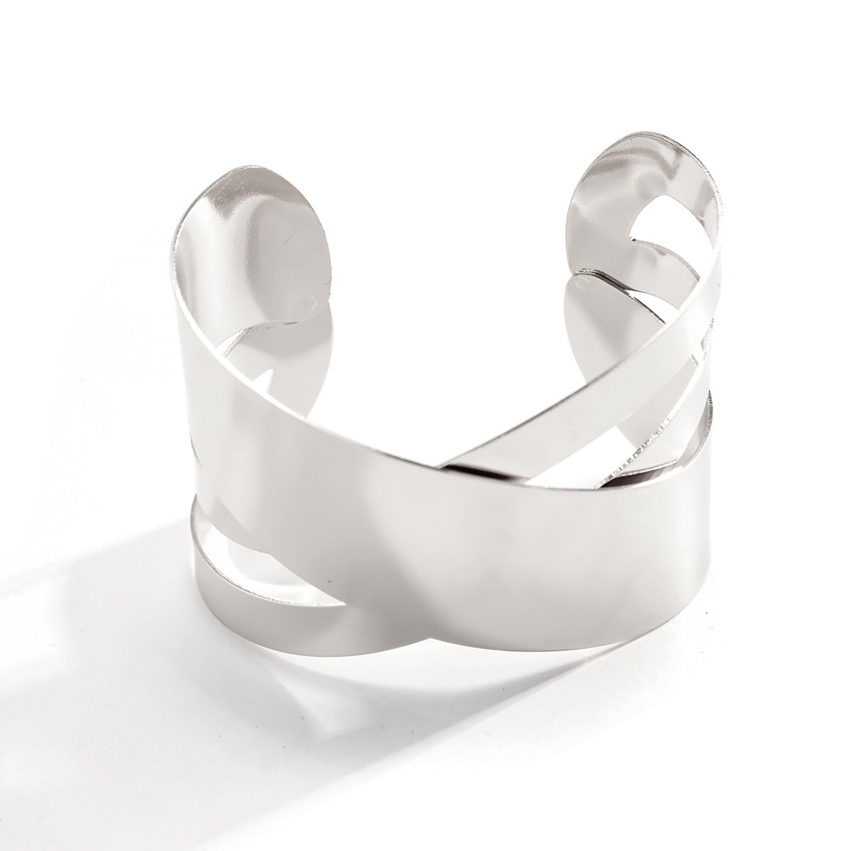 "Minimalist Geometric Silver Bracelet for Women - Modern Patchwork Cuff Bangle - Stackable Edgy Jewelry - Trendy Arm Candy for Casual Outfits - Goes with Black Tops & Denim"