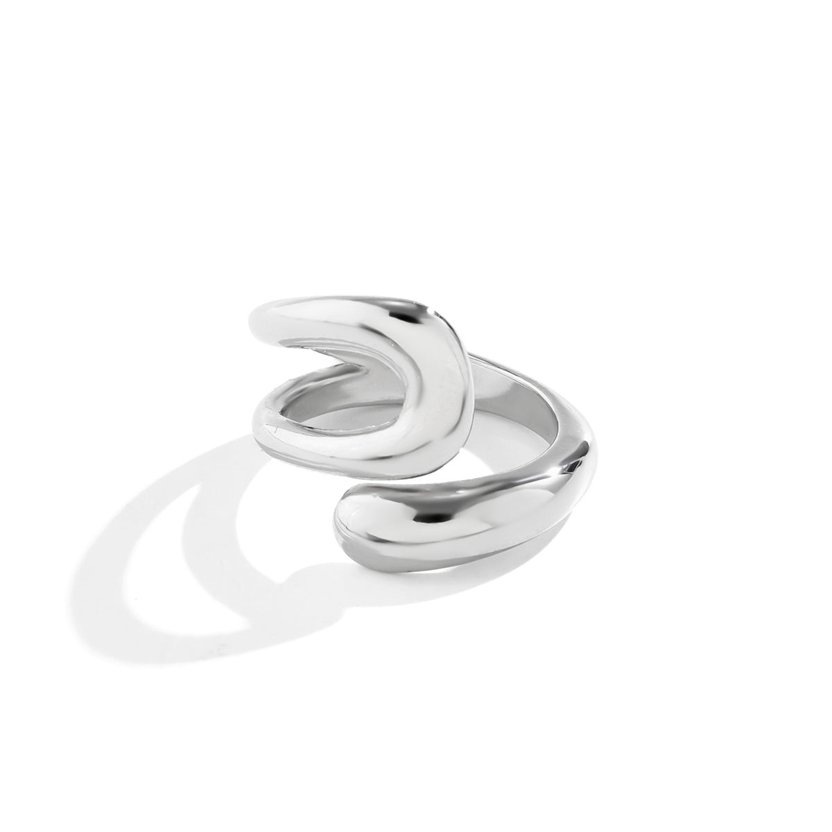 Hip hop minimalist hugging metal ring personality futuristic style geometric opening wholesale ring for women