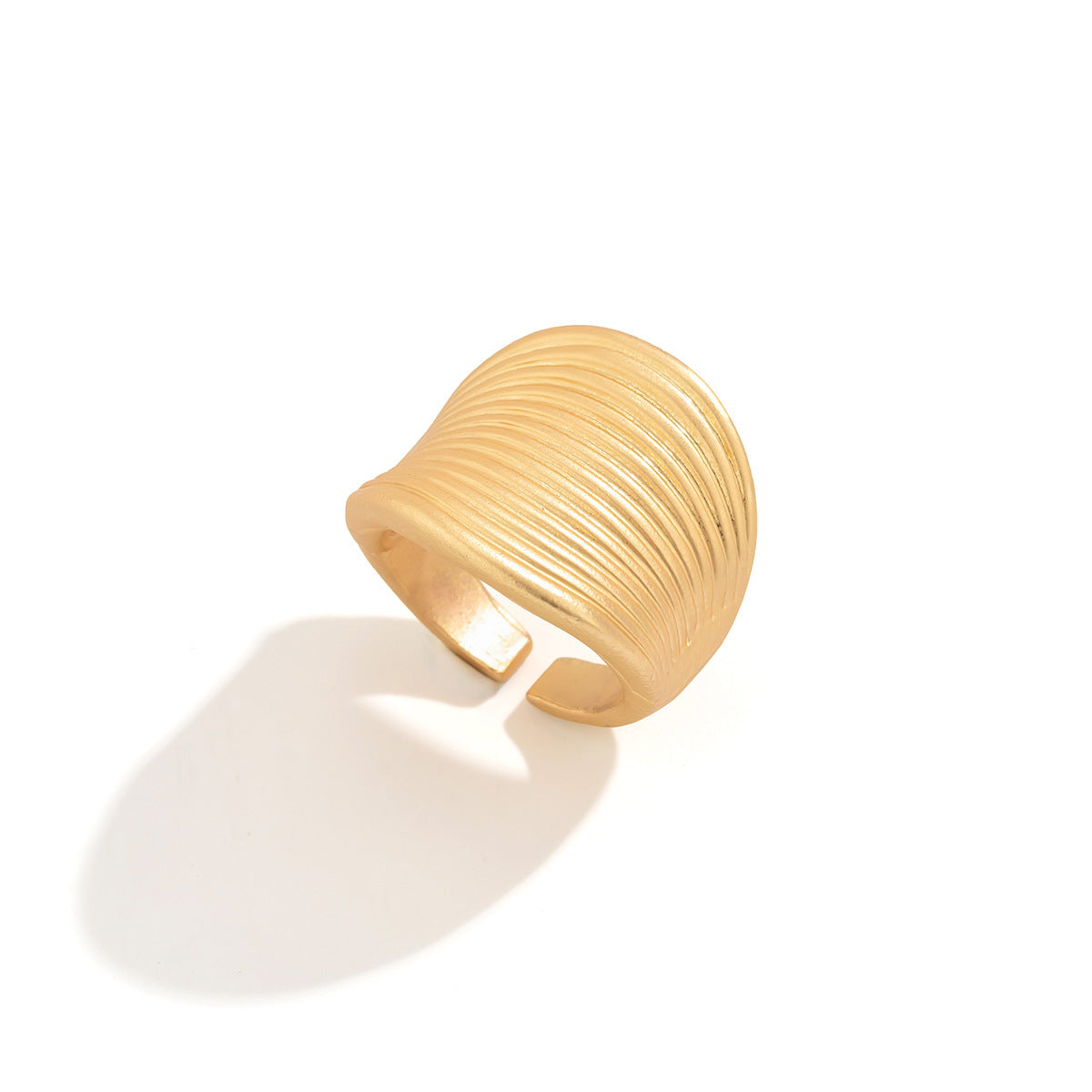 French round pleated metal ring, simple irregular hand decoration, niche flower jewelry