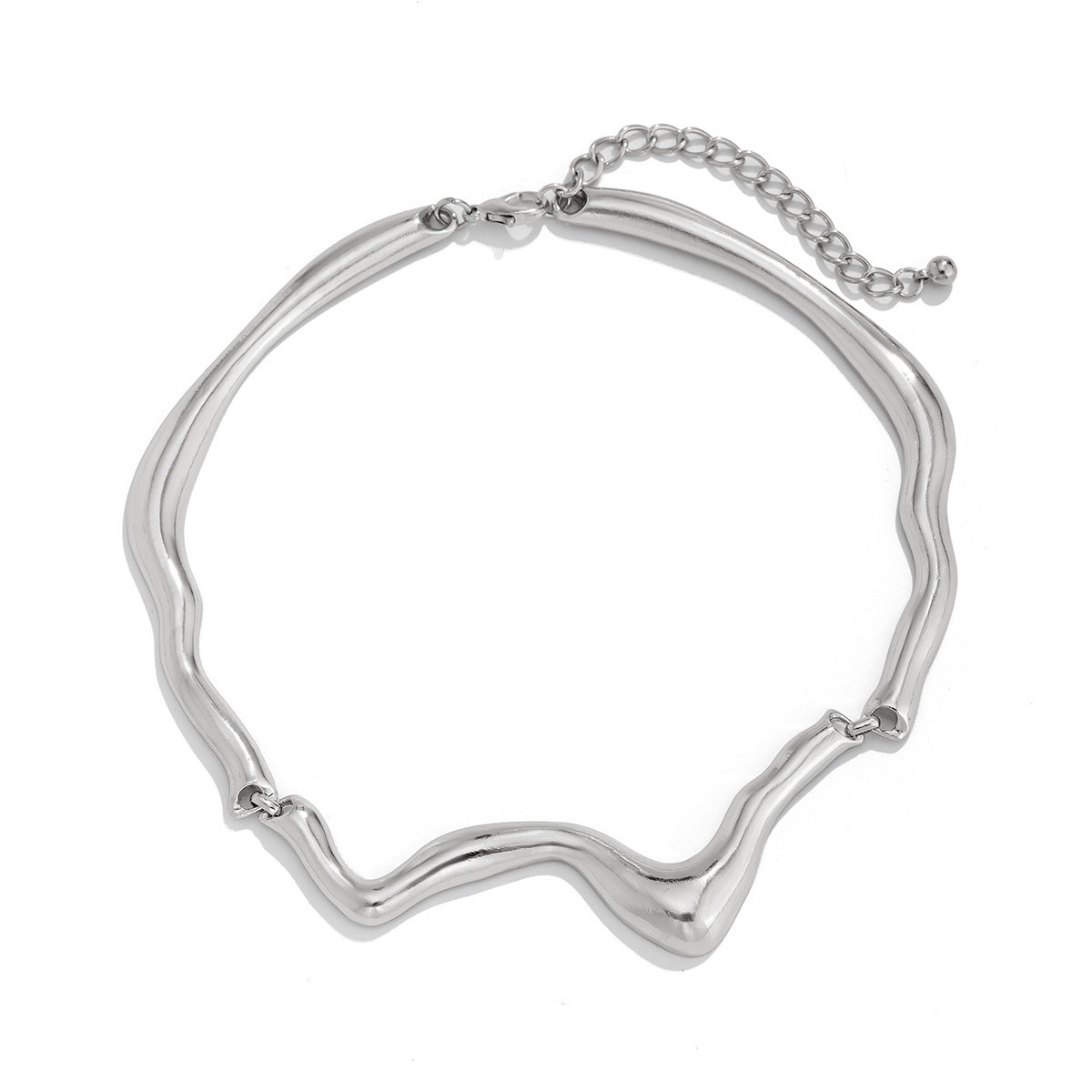 Liquid lava metal texture collar for female choker, cool and cool style, geometric twist design, necklace