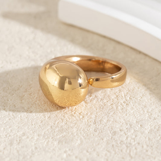 French round pleated metal ring, simple irregular hand decoration, niche flower jewelry