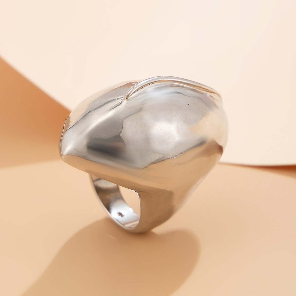 Irregular Water Drop Open Ring Fashion Texture Flower Pearl Ring