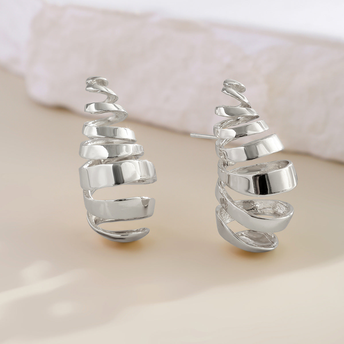 Exaggerated French round metal earrings with simple irregular texture earrings, niche