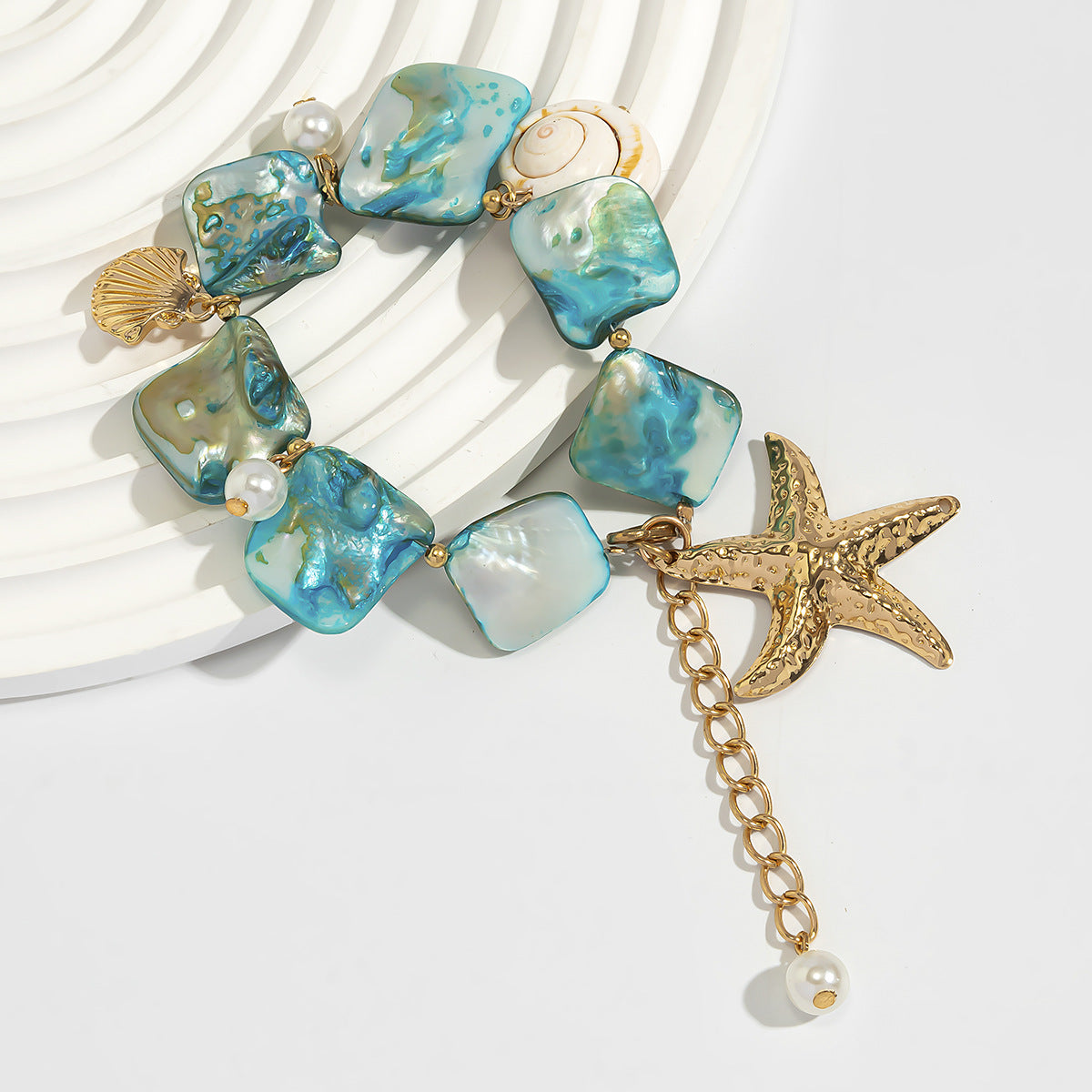 Beach vacation shell starfish collarbone chain ocean wind starfish versatile set bracelet
