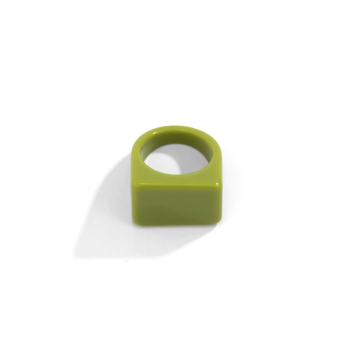 Creative Geometric Colored Square Wide Edge Ring, Simple and Fashionable Colored cute Resin Solid Ring