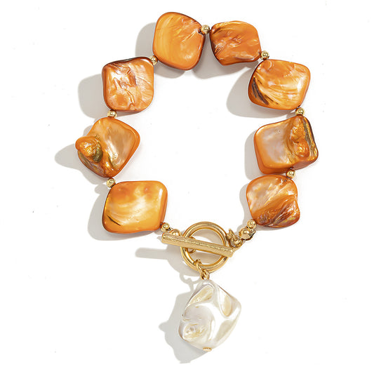 Beach vacation natural shell pearl collarbone chain ocean wind starfish versatile set bracelet
