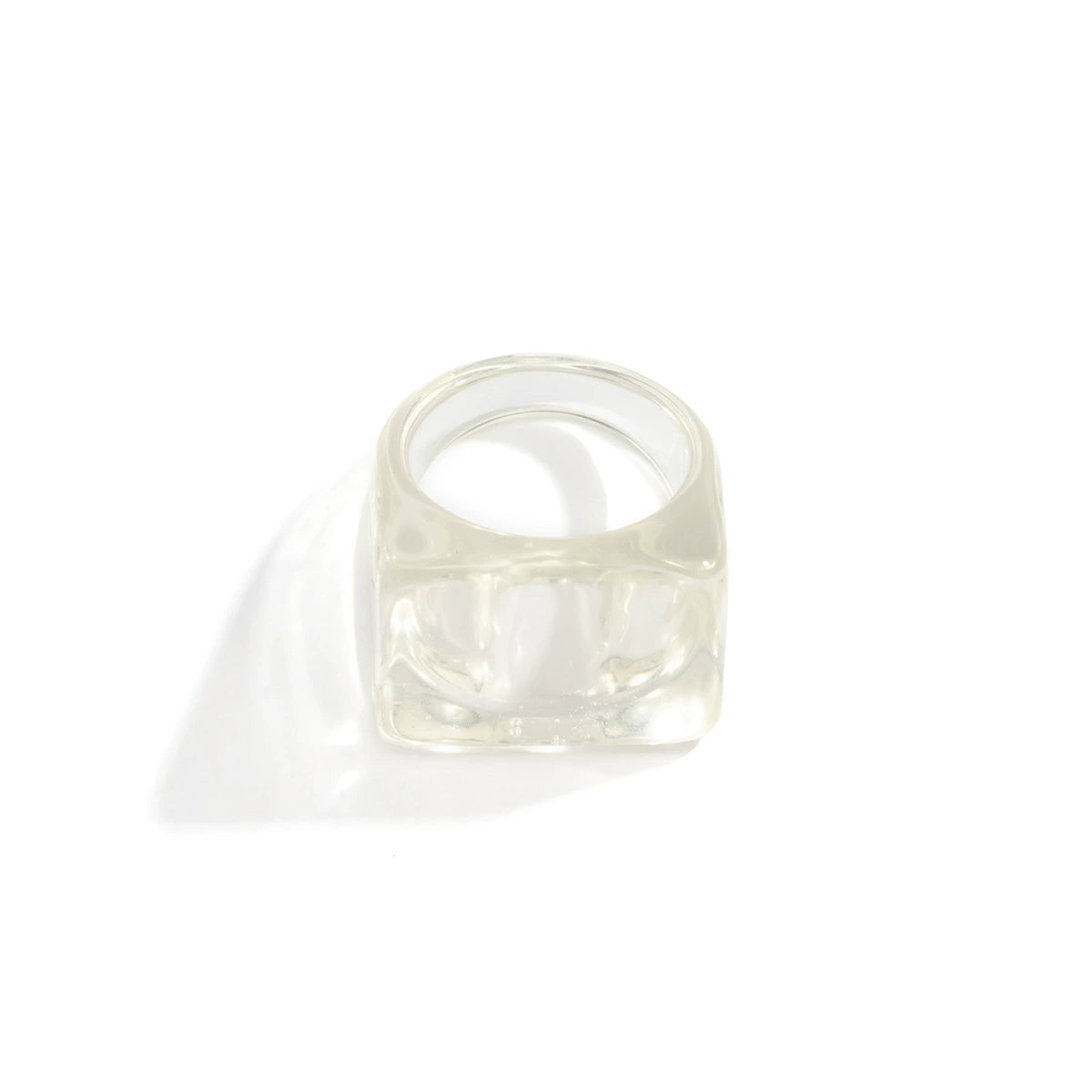 Creative Geometric Colored Square Wide Edge Ring, Simple and Fashionable Colored cute Resin Solid Ring