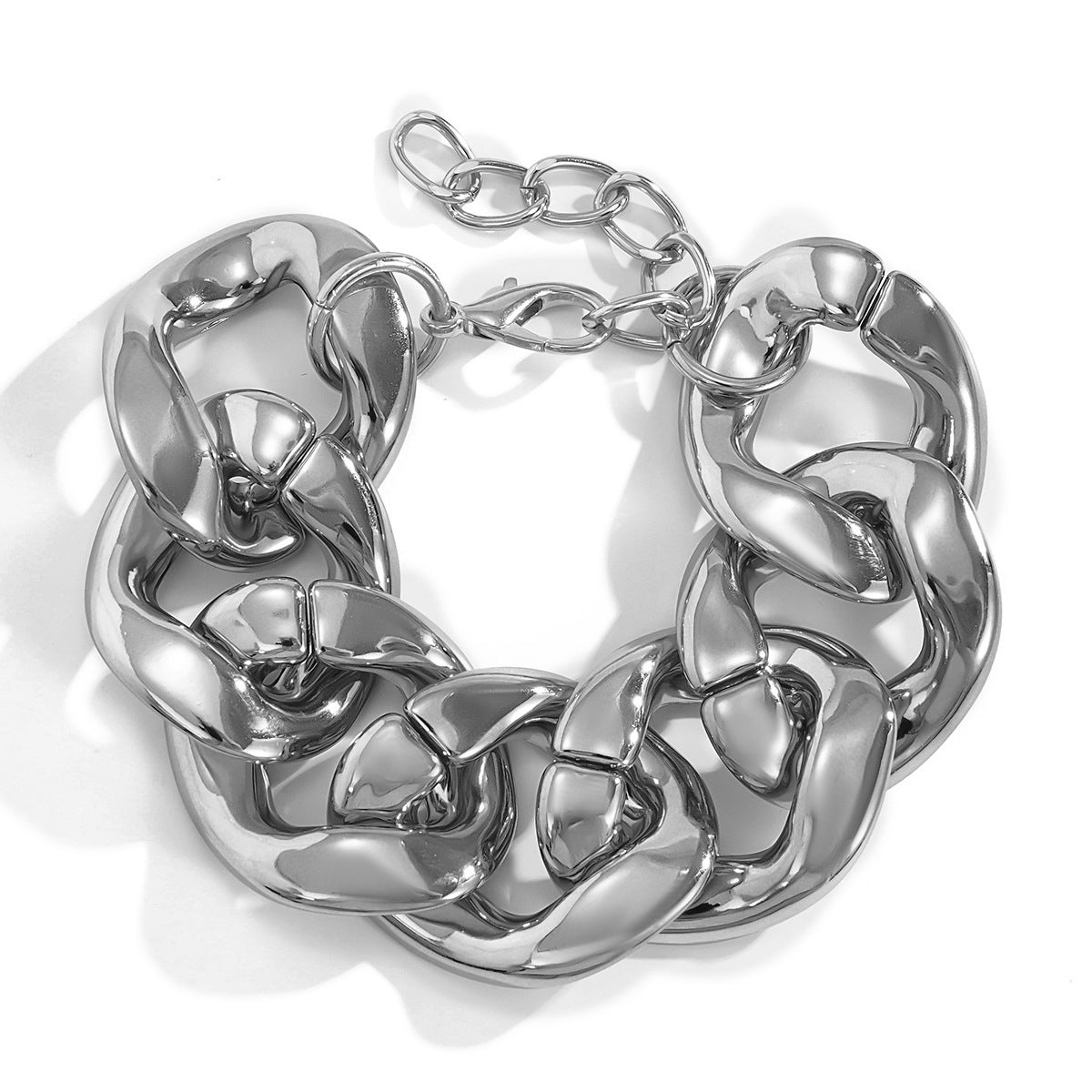 Punk hip-hop trendy cool Fried Dough Twists thick chain bracelet personality exaggerated simple geometry