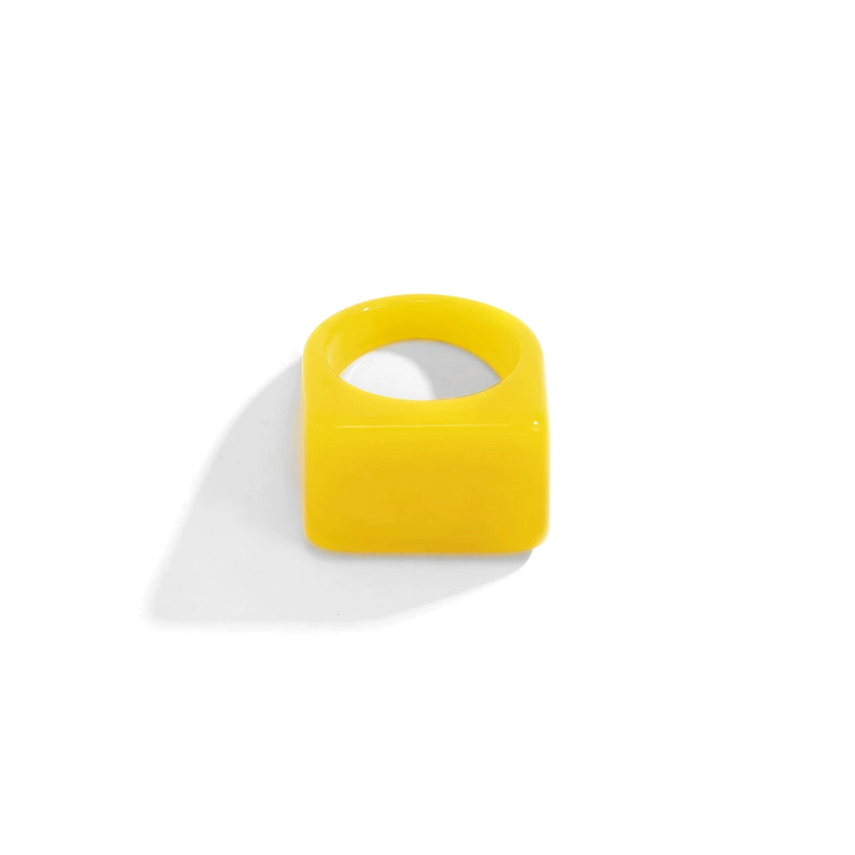 Creative Geometric Colored Square Wide Edge Ring, Simple and Fashionable Colored cute Resin Solid Ring
