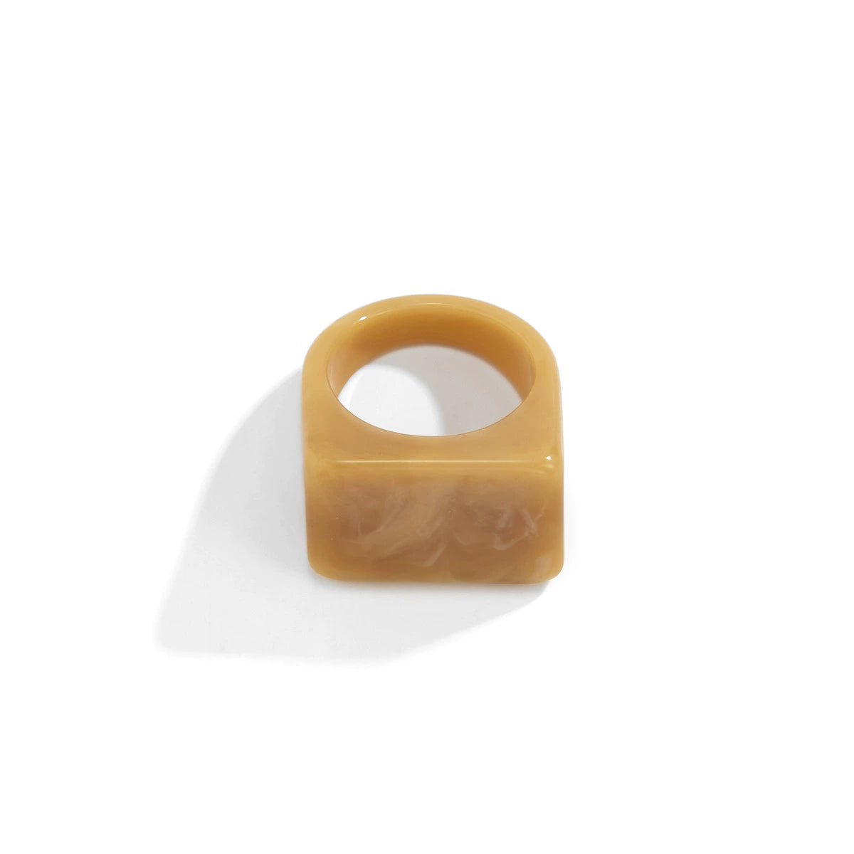 Creative Geometric Colored Square Wide Edge Ring, Simple and Fashionable Colored cute Resin Solid Ring