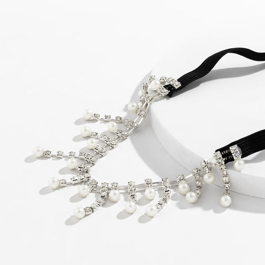 Sweet and Cool Leisure Water Diamond Beach Leg Chain Elastic Band Imitation Pearl Sexy Leg Chain Female (0193)