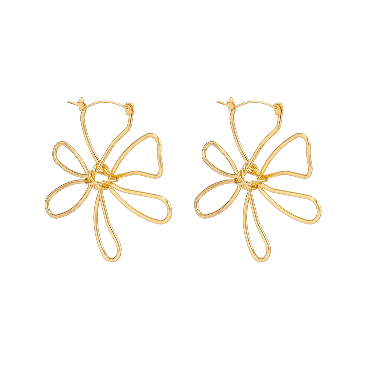 Exaggerated Waterdrop Flower Punk Metal Earrings for Women, Sun, Niche Water Diamond Earrings