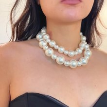 Exaggerated pearl temperament choker versatile collarbone chain multi-layer bead necklace for women