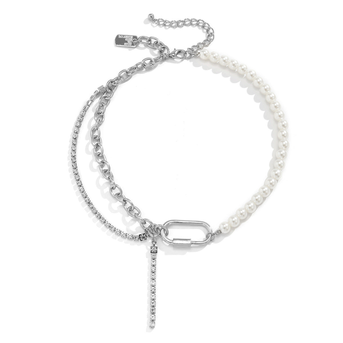 Retro pearl patchwork simple necklace with female creative temperament, round bead chain layered necklace decoration