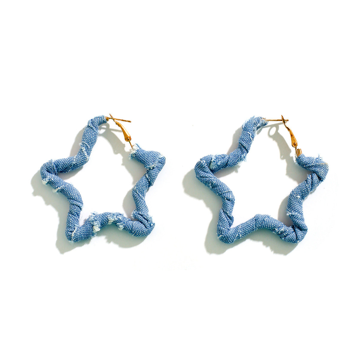 Small and niche design, sweet and cool geometric ring earrings, French temperament, simple denim earrings