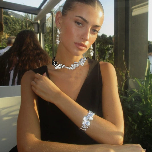 Design inspired liquid irregular lava bracelet, fashionable and niche texture, pleated and open mouth bracelet for women