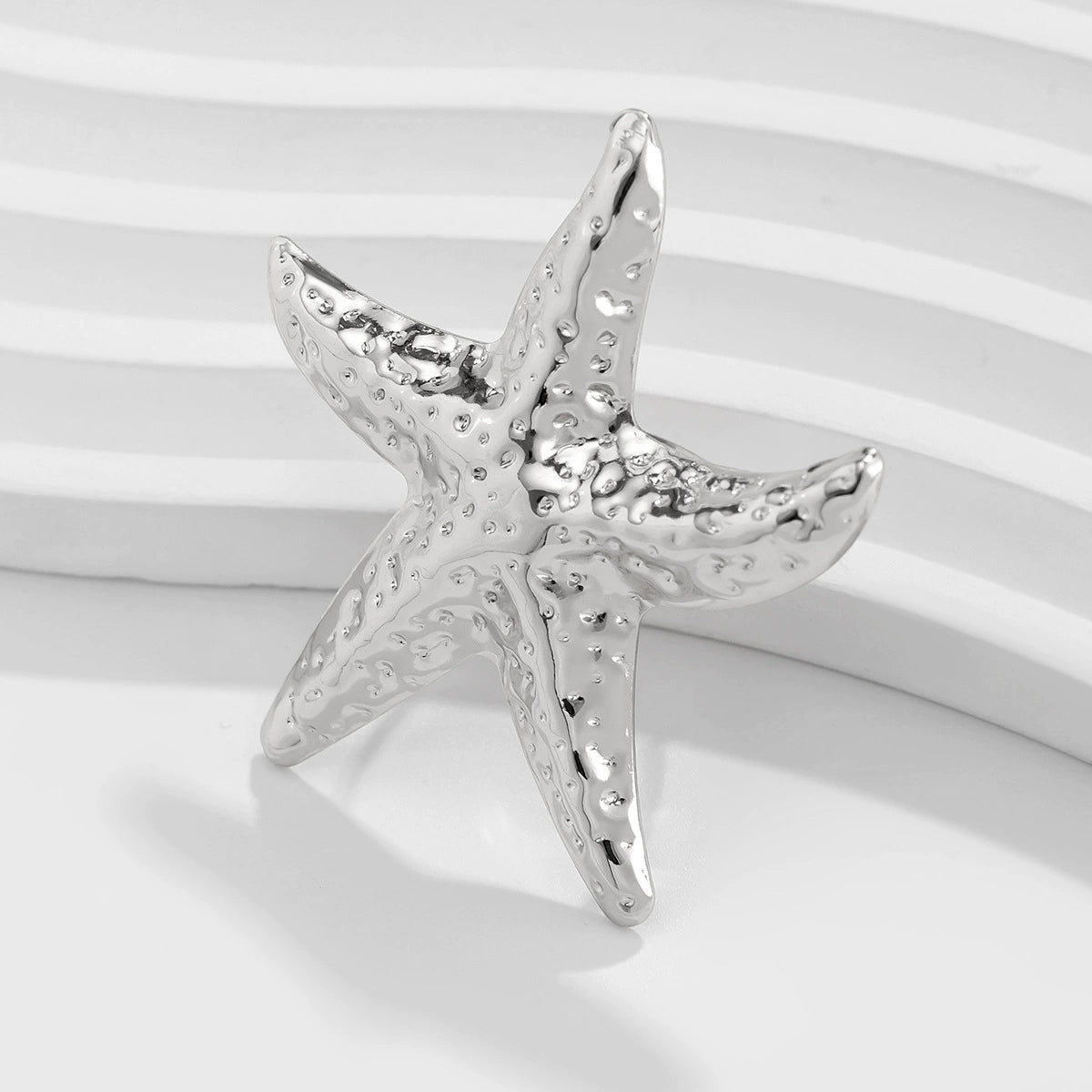 Ocean Star Silver Ring – Dainty Sea Star Stackable Ring for Women, Minimalist Beach Jewelry, Adjustable Wave Ring, Boho Coastal Accessories