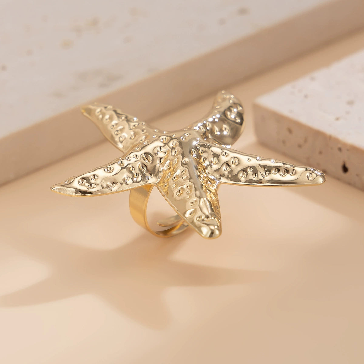 Ocean Star Silver Ring – Dainty Sea Star Stackable Ring for Women, Minimalist Beach Jewelry, Adjustable Wave Ring, Boho Coastal Accessories