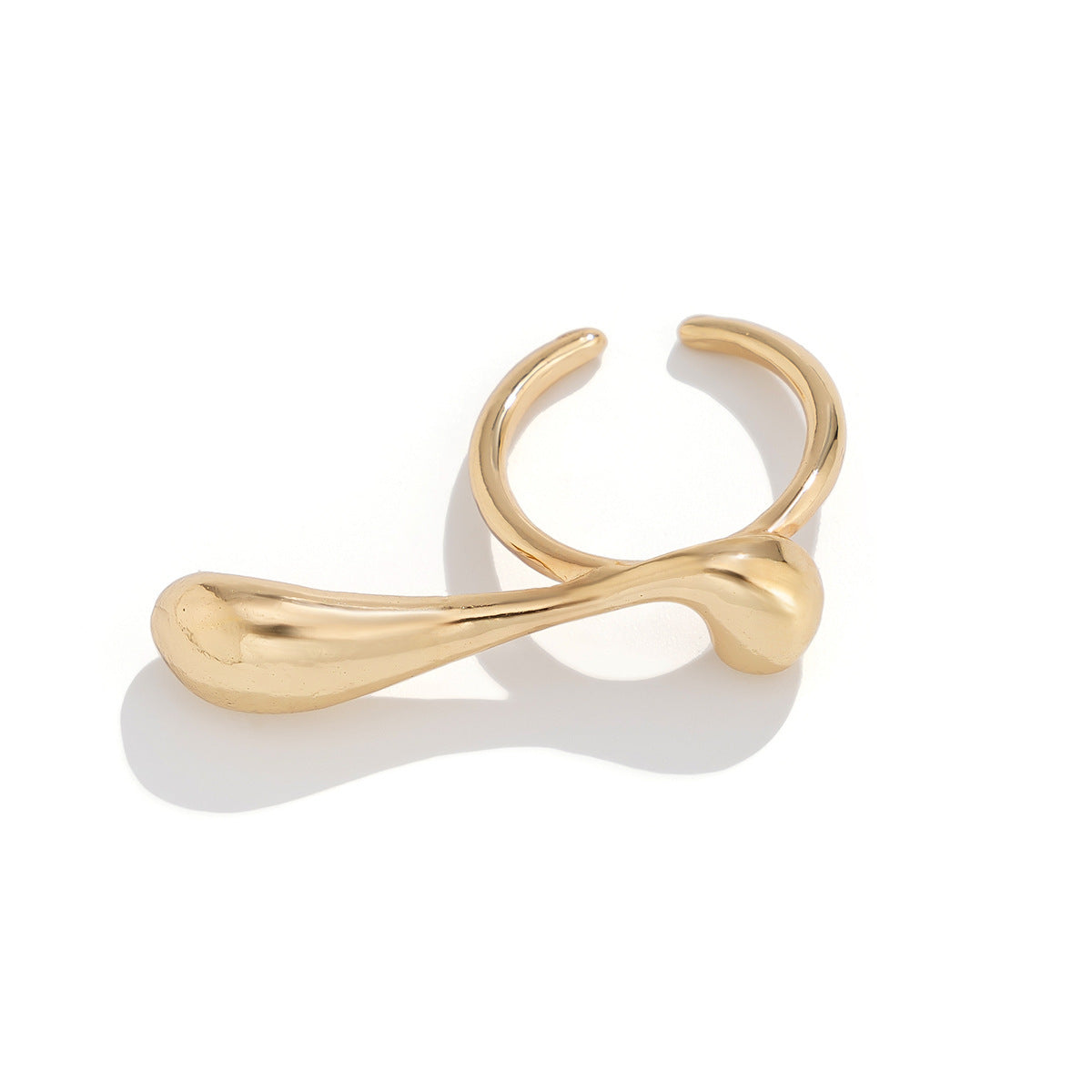 Irregular Water Drop Open Ring Fashion Texture Flower Pearl Ring