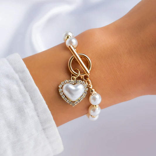 Exaggerated pearl temperament versatile collarbone chain multi-layer bead bracelet for women