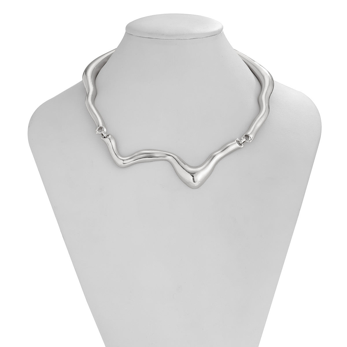 Liquid lava metal texture collar for female choker, cool and cool style, geometric twist design, necklace